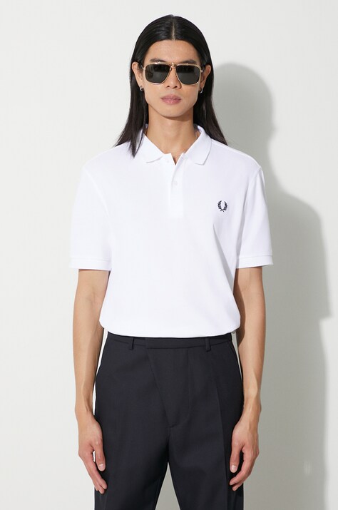 Fred Perry polo de bumbac culoarea alb, cu imprimeu, M6000.100