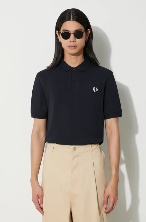 Fred Perry cotton polo shirt navy blue color M6000.608