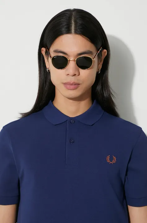 Fred Perry cotton polo shirt navy blue color M6000.A22