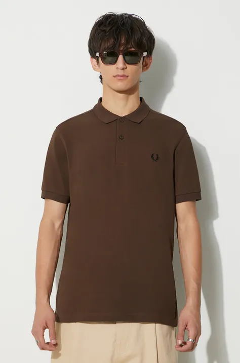 Βαμβακερό μπλουζάκι πόλο Fred Perry χρώμα: καφέ, M6000.Q21