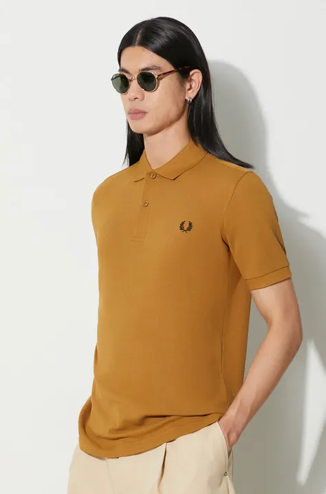 Fred Perry cotton polo kids brown color M6000.S81