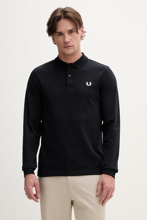 Fred Perry longsleeve bawełniany kolor granatowy z aplikacją M6006.608