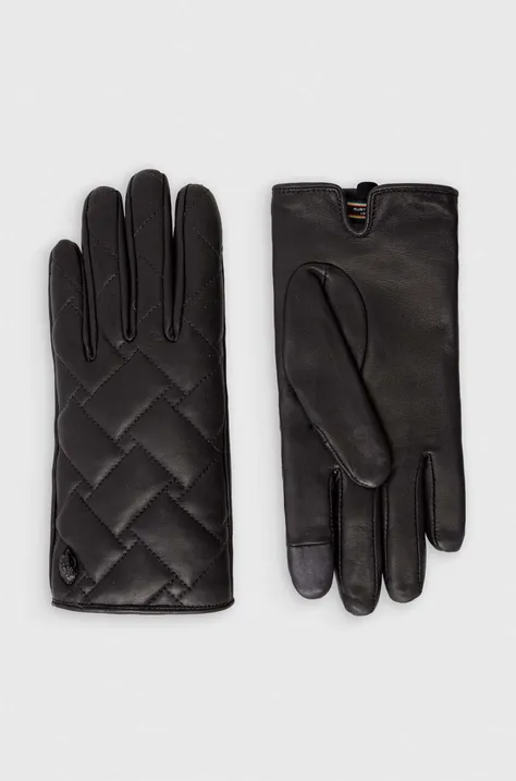 Kožené rukavice Kurt Geiger London dámske, čierna farba