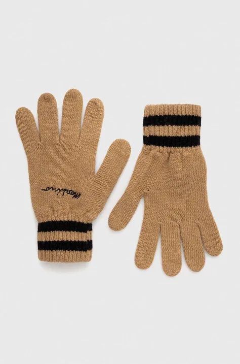 Вовняні рукавички Moschino колір бежевий