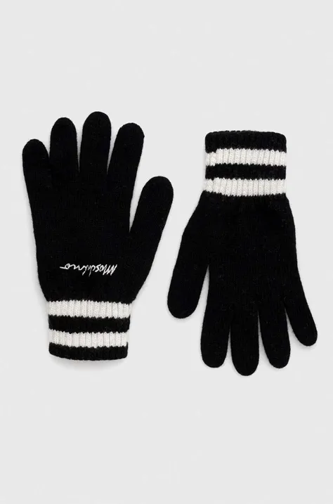 Vlnené rukavice Moschino čierna farba
