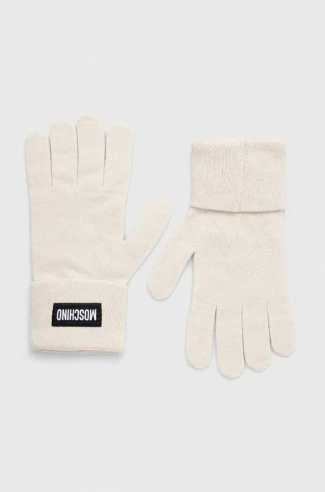 Kašmírové rukavice Moschino béžová farba