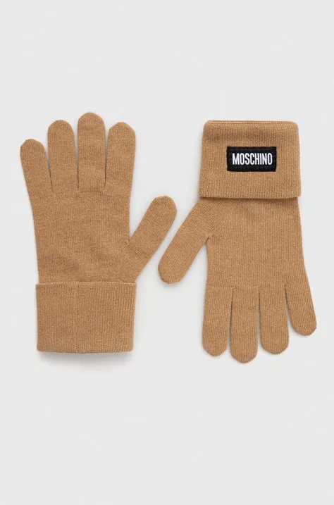 Moschino rękawiczki kaszmirowe kolor brązowy