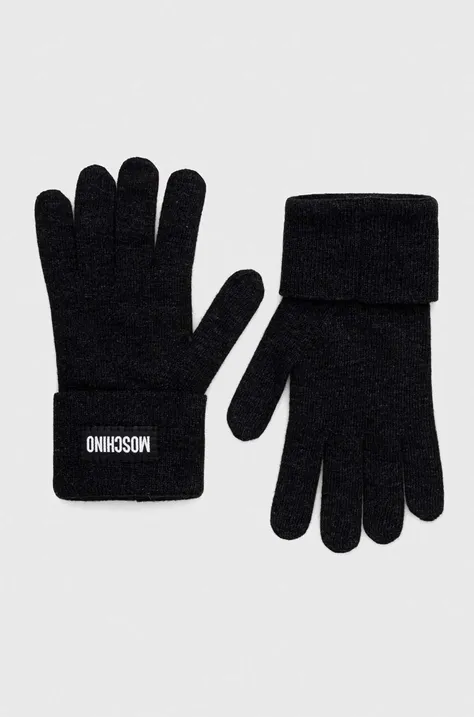 Kašmírové rukavice Moschino čierna farba