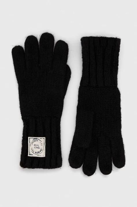 Γάντια Pepe Jeans χρώμα: μαύρο