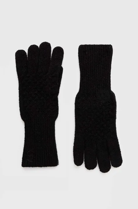 Γάντια από μείγμα μαλλιού Armani Exchange χρώμα: μαύρο