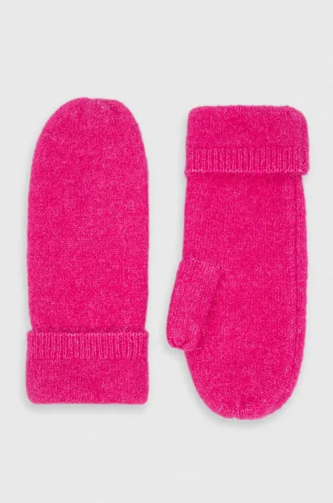 Вовняні рукавички Samsoe Samsoe колір рожевий