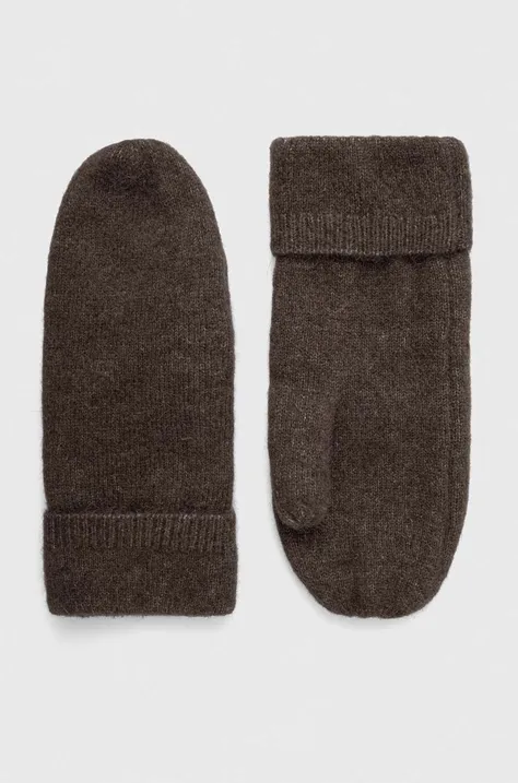 Вовняні рукавички Samsoe Samsoe колір коричневий