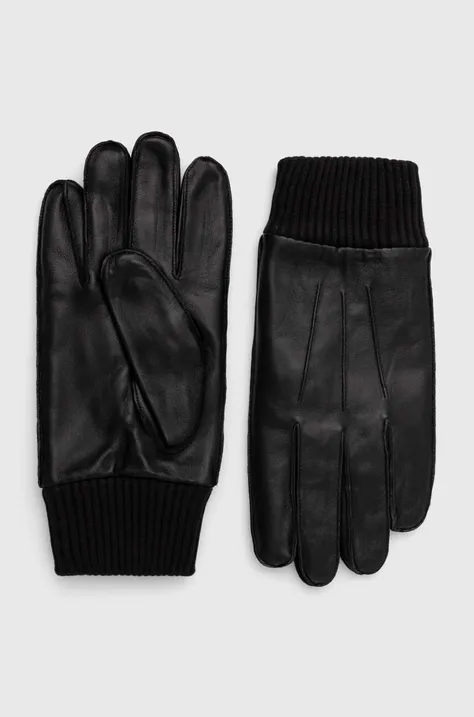 Samsoe Samsoe rękawiczki skórzane kolor czarny