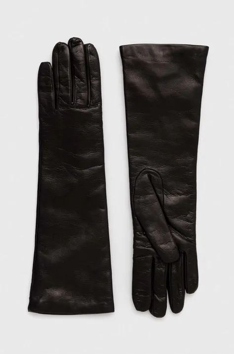 Шкіряні рукавички Weekend Max Mara жіночі колір чорний