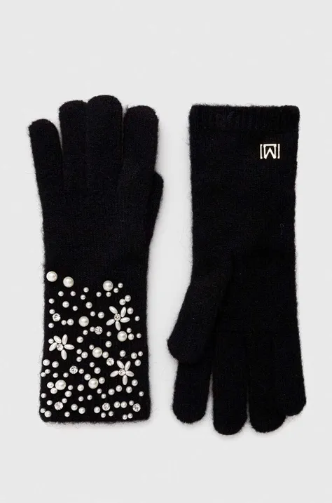 Μάλλινα γάντια Marciano Guess χρώμα: μαύρο