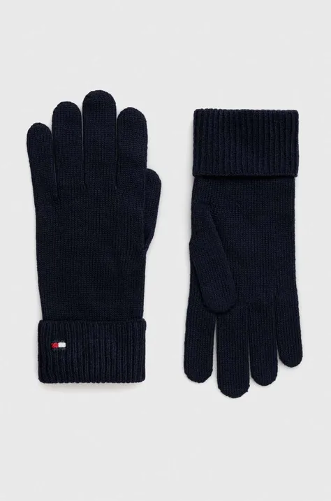 Γάντια με μείγμα κασμίρ Tommy Hilfiger χρώμα: ναυτικό μπλε