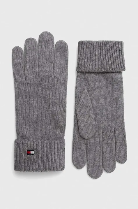 Γάντια με μείγμα κασμίρ Tommy Hilfiger χρώμα: γκρι