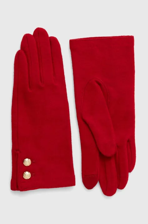 Μάλλινα γάντια Lauren Ralph Lauren χρώμα: κόκκινο