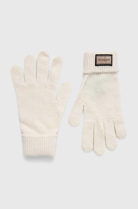 Γάντια από μείγμα μαλλιού Karl Lagerfeld χρώμα: μπεζ