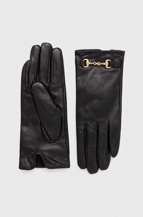 Шкіряні рукавички Morgan жіночі колір чорний