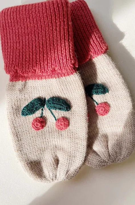 Παιδικά μάλλινα γάντια Konges Sløjd χρώμα: μπεζ