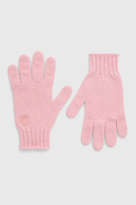 Otroške volnene rokavice United Colors of Benetton roza barva