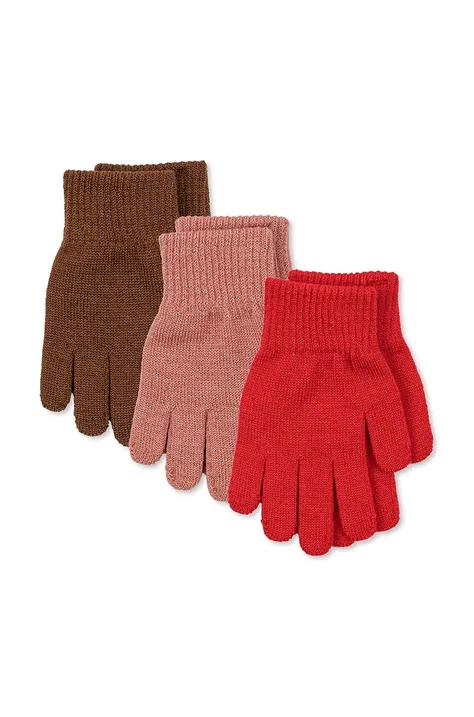 Παιδικά γάντια Konges Sløjd 3-pack χρώμα: ροζ