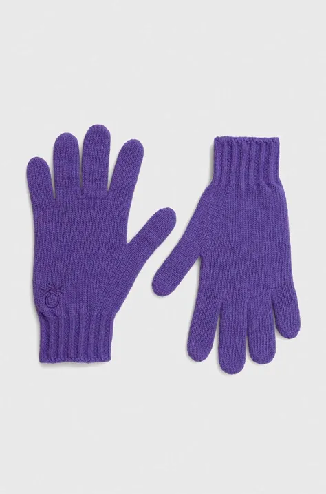Παιδικά μάλλινα γάντια United Colors of Benetton χρώμα: μοβ