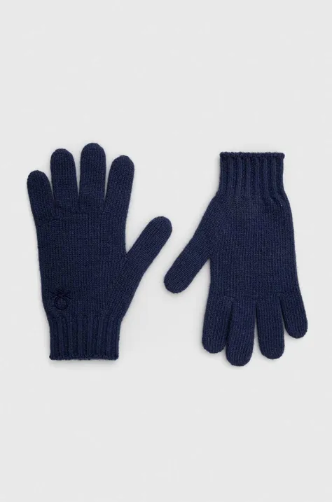 Παιδικά μάλλινα γάντια United Colors of Benetton χρώμα: ναυτικό μπλε