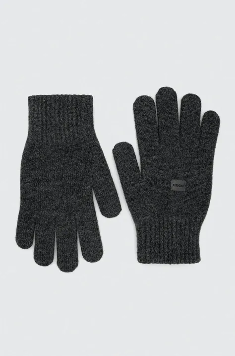 Вовняні рукавички HUGO колір сірий