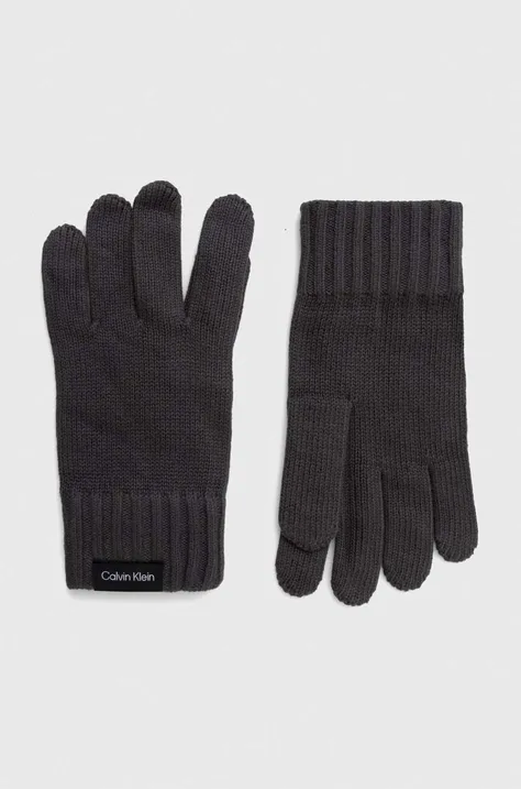 Kašmírové rukavice Calvin Klein šedá farba