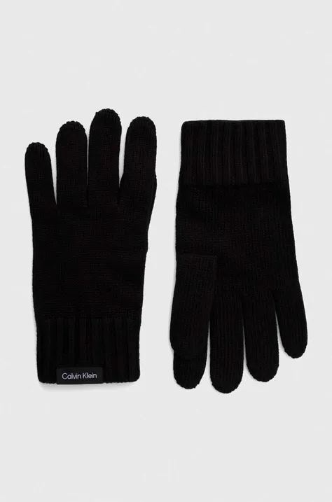 Kašmírové rukavice Calvin Klein čierna farba