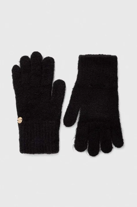 Rokavice s primesjo volne Granadilla črna barva