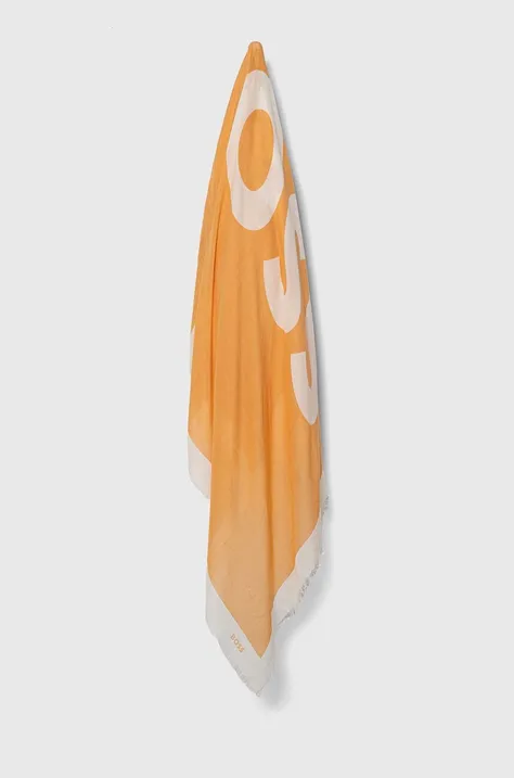 Платок с примесью шерсти BOSS цвет оранжевый узор