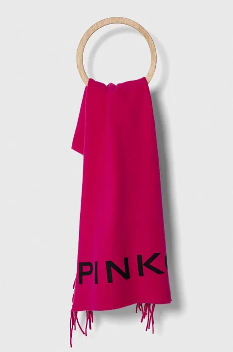 Шерстяной шарф Pinko цвет фиолетовый с принтом