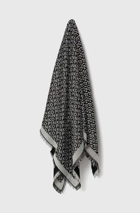 Šátek z vlněné směsi Pinko černá barva, vzorovaný, 101872.A15X