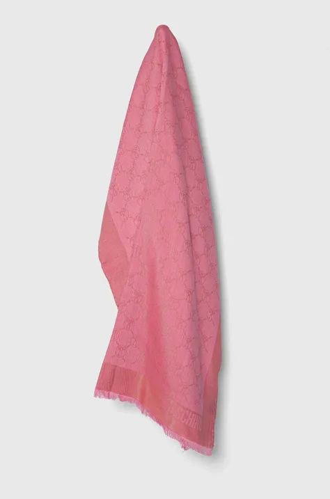 Moschino szal z domieszką wełny kolor różowy gładki