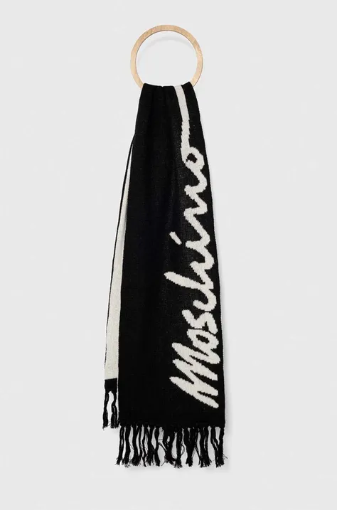 Шерстяной шарф Moschino цвет чёрный узорный