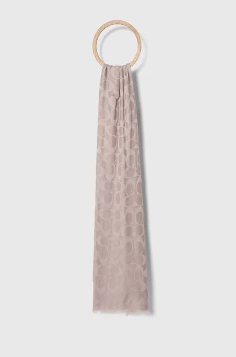 Шелковая шаль Coach цвет розовый узорный