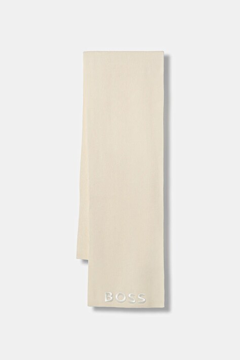 Vlněná šála BOSS Lara_scarf béžová barva
