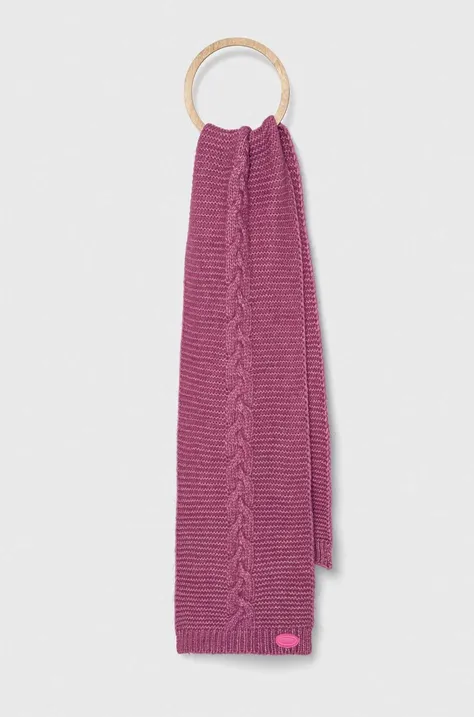 Guess szalik z domieszką wełny kolor fioletowy gładki