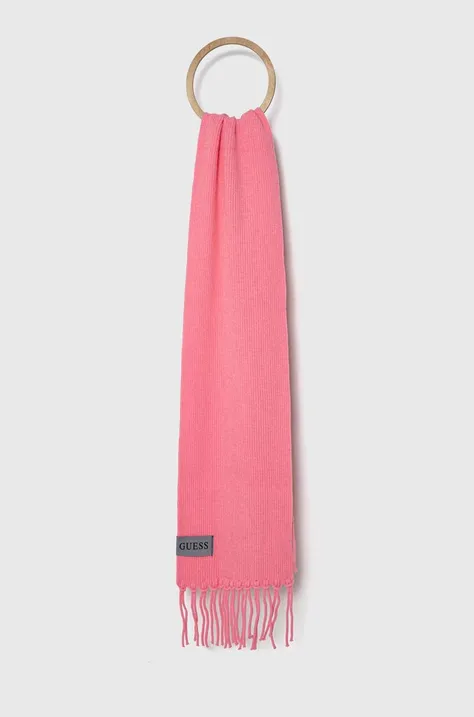 Šál s prímesou vlny Guess ružová farba, jednofarebný