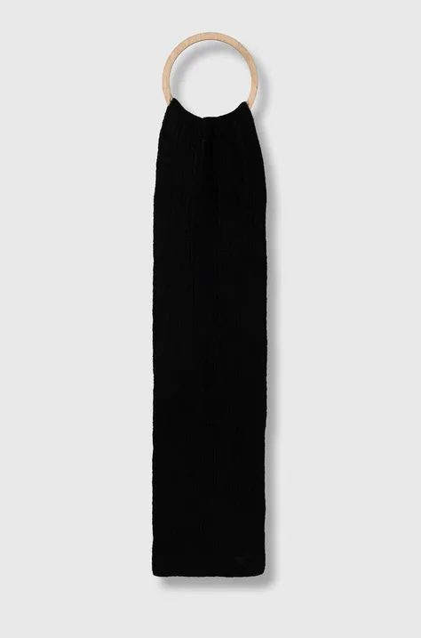 Superdry esarfa din amestec de lana culoarea negru, neted