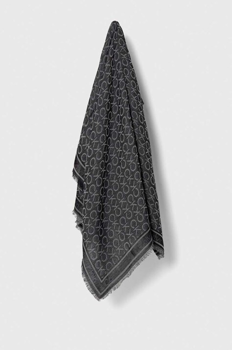 Šatka Calvin Klein dámska, čierna farba, vzorovaná, K60K608779