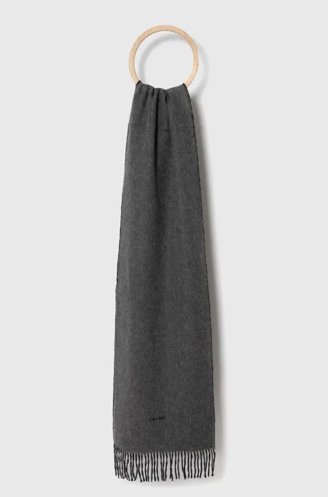 Вовняний шарф Calvin Klein колір сірий однотонний