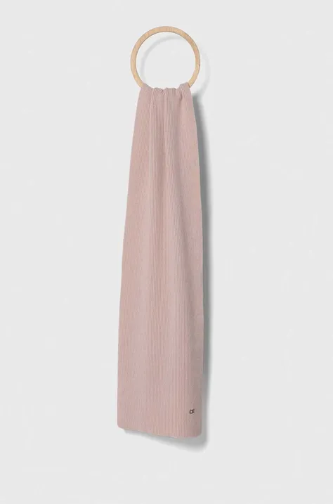Kratki šal s primjesom vune Calvin Klein boja: ružičasta, bez uzorka