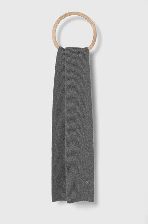 Kratki šal s primjesom vune Calvin Klein boja: siva, bez uzorka