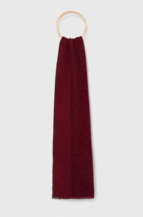 Tommy Hilfiger szalik bawełniany kolor bordowy wzorzysty