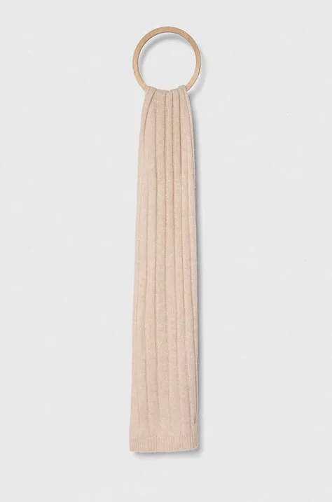 Šátek z vlněné směsi Tommy Hilfiger béžová barva, hladký