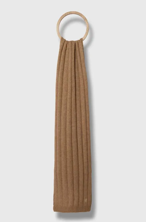 Tommy Hilfiger szalik z domieszką wełny kolor brązowy gładki